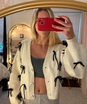 Cardigan with bows! White Size XS thumbnail 1