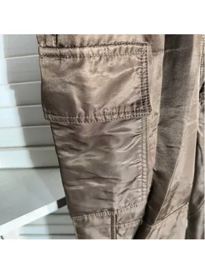 Vintage Y2K brown cargo pants satin look waterproof snap punk whimsigoth alt S thumbnail 4