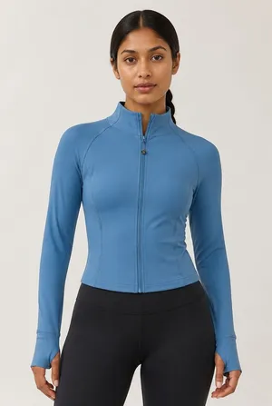 Lululemon Nulu Cropped Define Jacket‎ Soft Denim Blue Size 4 thumbnail 1