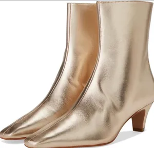 Schutz Boots Sz 5 Dellia Gold/Platina Ankle Bootie Sleek Metallic thumbnail 2