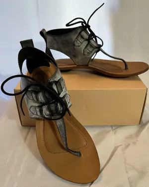 Boho Sorel Summer Boot Distressed Black Leather Lace Up Cage Sandals Size 9 thumbnail 1