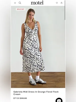 NWT Motel Gabriela Midi Cream Floral Dress Size XS thumbnail 2