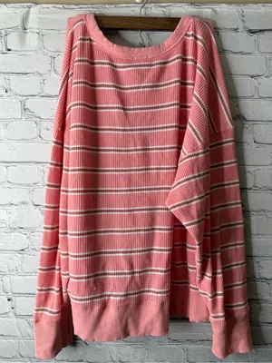 Offline by aerie oversized Striped Pink Waffle Knit Sweater size large thumbnail 9