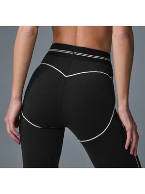 Alo Airbrush High-Waist Heart Throb Leggings Black White Hi-Rise Waisted Tights thumbnail 3