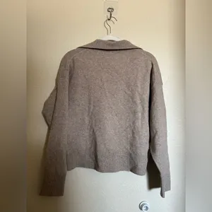 J. Crew Polo Knit Sweater Extra Soft Yarn Sz M in Tan Collared Office Minimalism thumbnail 6