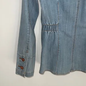 GAP Women's Denim Jean‎ Jacket Stretch Button Collared Long Sleeve Blue Small thumbnail 4