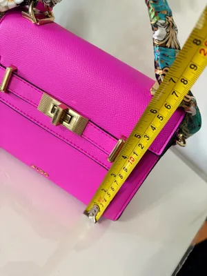 ALDO Hot Pink Satchel Handbag Scarf Handle Gold Hardware Statement Y2K thumbnail 8