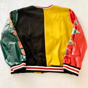 Unbranded Colorblock Varsity Jacket Women Sz M Multi-Color Y2K Patchwork Fleece‎ thumbnail 6