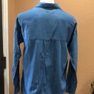 Old Navy blue boyfriend button up shirt thumbnail 3
