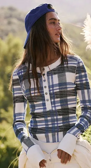 Free People Rally Layer Printed - True Plaid Ivory Xs Nwt thumbnail 1