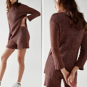 Free People Beach 2 pc Set Trez Knit Sweater Shorts Brown Multi Size XS thumbnail 11