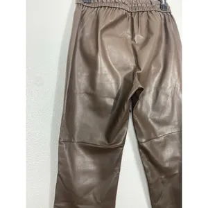 Anthropologie Ankle Pants Brown Faux Leather Drawstring Pockets Women's XS thumbnail 7