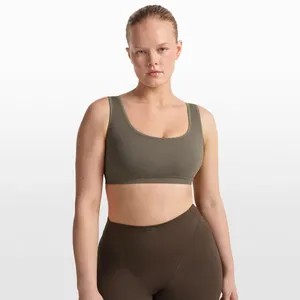 Nike Skims Ribbed Seamless Scoop Bra Dusty Oakmoss Dune Size Small thumbnail 9