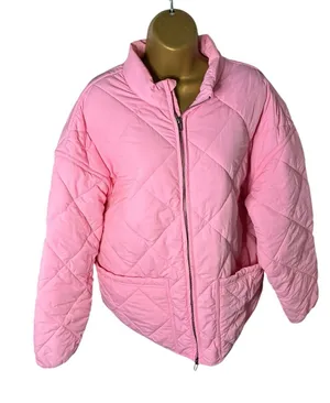 All in Motion Pink Quilted Puffer Jacket Full Zip Oversized L thumbnail 1