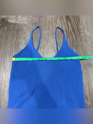 Blue Knit Cropped Tank Top Size M thumbnail 5
