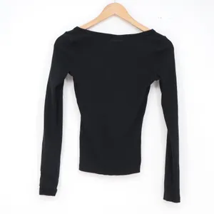 Universal Thread Top Womens XS Ribbed Knit Black Scoop Neck Long Sleeve thumbnail 4