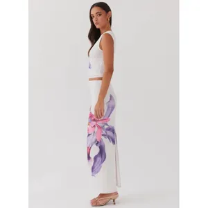 Peppermayo Waiting For Dawn White Floral Mesh Maxi Skirt Size 2 thumbnail 2