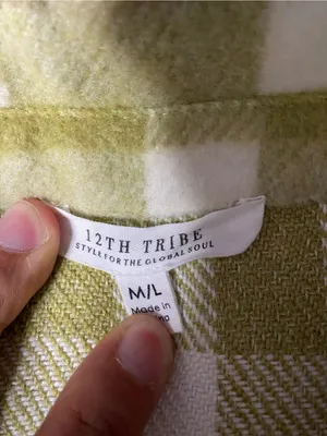 12th Tribe Olive and White Plaid Teddy Shacket thumbnail 2