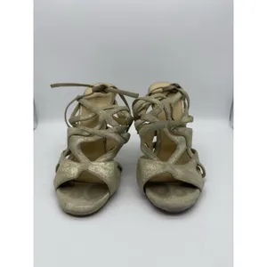 Ivanka Trump 4.25" Heels Womens 7.5 Beige Stiletto Tie Strappy Wedding Party thumbnail 3