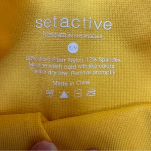 SET Active Yellow‎ Seamless Leggings SM High Rise Ribbed Gym Workout thumbnail 4