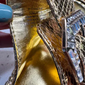Jessica‎ Simpson Chandria Gold Metallic Snake Rhinestone Espadrille Sandals 10 thumbnail 8
