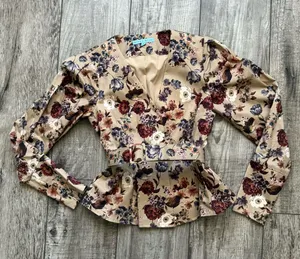 Antonio Melani brown floral blouse with belt thumbnail 1