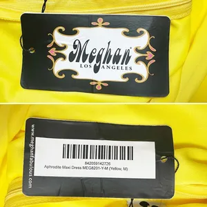 NWT Meghan LA Aphrodite Maxi Dress Size Medium Yellow Halter Ruffle Slit Gown thumbnail 11