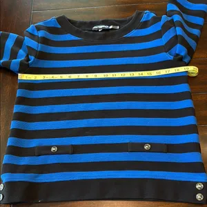 KARL LAGERFELD Vintage Blue & Black Stripe Knit Top Small Designer Grandmacore thumbnail 13