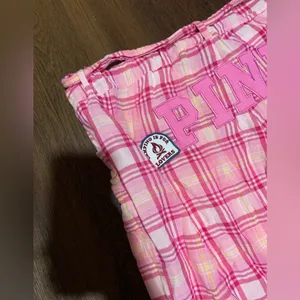 PINK VICTORIA SECRET PLAID PATCH Y2k logo adjustable pants fall casual rare thumbnail 7