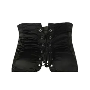 Cider NWT Lace Up Bustier Corset Eyelet Detail Smock Crop Top Adjustable Strap M Black thumbnail 4