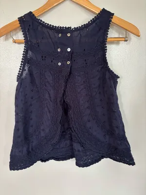 Altar'd State Navy Eyelet Lace Trim Sleeveless Tank thumbnail 4