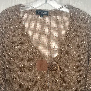 Ultimate Crochet Knit Sweater Top Size S Brown Artsy Natural Earthy thumbnail 2