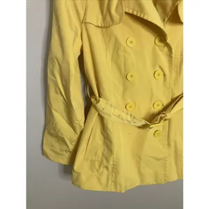 FOG by London Fog Trench Coat Double Breasted Yellow Rain Jacket Women's M thumbnail 3