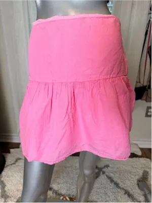 Vineyard Vines Pink Linen Mini Skirt Size 12 Flowy Ruffle Hem Preppy Coastal thumbnail 2