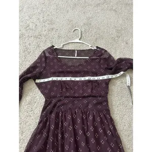 Free People Baby Dee Dress Maroon A Line Burgundy XS Retro‎ Geometric thumbnail 6