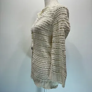 Vintage Y2K GAP Cardigan Sweater Cotton Wool Angora Loose Knit Cream Cottagecore thumbnail 6