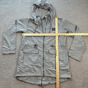 Under Armour Notre Dame Fighting Irish Womens Anorak Jacket Parka Gray Storm1 thumbnail 3