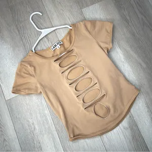 I.AM.GIA Ryleigh Top cutout crop tee womens Beige (small) going out party rave thumbnail 2