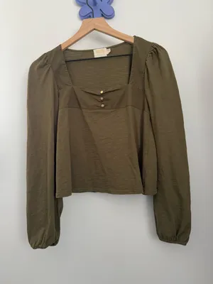 Nation LTD XS Pascale Top Lagoon Olive Boxy Relaxed Square Neck thumbnail 2