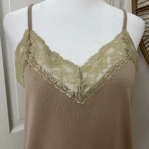 POL Y2K Cami Top Sz M Lace Edge Capsule‎ Flowy Boho Fairy Feminine Camel thumbnail 2