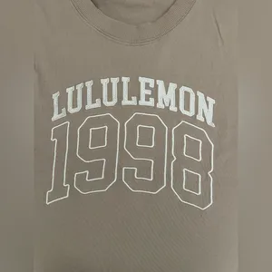 Lululemon Relaxed Fit Cotton Jersey T-Shirt Top Beige Tan 1998 Graphic Tee thumbnail 4