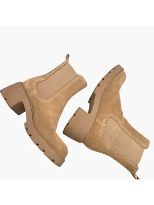 Steve Madden Haylan Suede Chelsea Boots Chunky Lug Sole Beige Tan Size 8 thumbnail 5