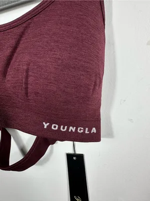 YoungLA Core Seamless Scoop Neck Sports‎ Bra XL Burgundy Silk NWT W329 thumbnail 5