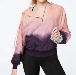 Victoria’s Secret Pink/Purple Ombre Quarter Zip Cropped Hoodie. Size Medium thumbnail 1