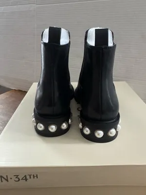 NEW On 34th Women Pearl Heeled Chelsea Boots Jeovana Size 5 Black Ankle Bootie thumbnail 6