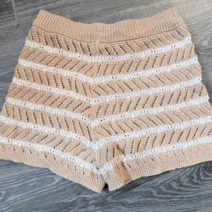 Aerie Beige and White Knit crochet Stripe sweater Shorts size XXS EUC thumbnail 3