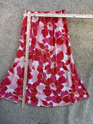 Petal + Pup Pink Red Floral Side Slit Midi Skirt Womens Medium Boho High Waist thumbnail 4