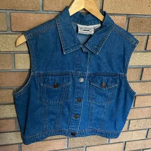 Vintage Rhythm Blue Denim Vest With Painted Horse Design Y2K Western Size Medium thumbnail 1