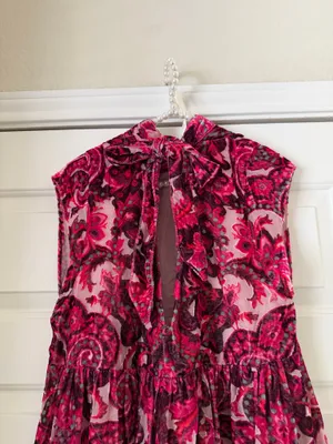 Free People Magenta Velour Paisley Dress thumbnail 4