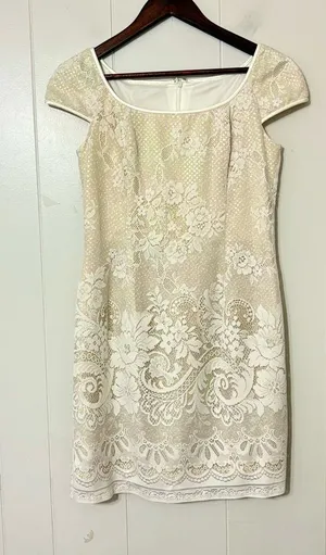 Vintage 90s Scott McClintock Petites Lace Gold Iridescent Bridal Dress 8 Wedding thumbnail 1